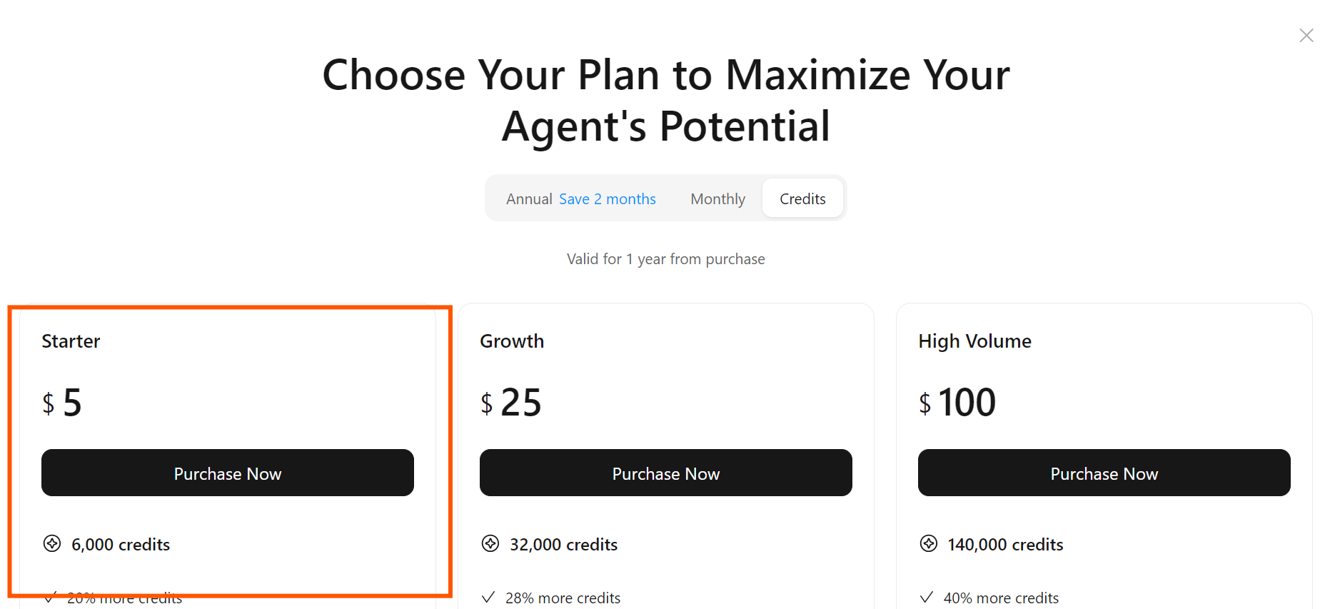 Purchasing the Minimax $5 credits