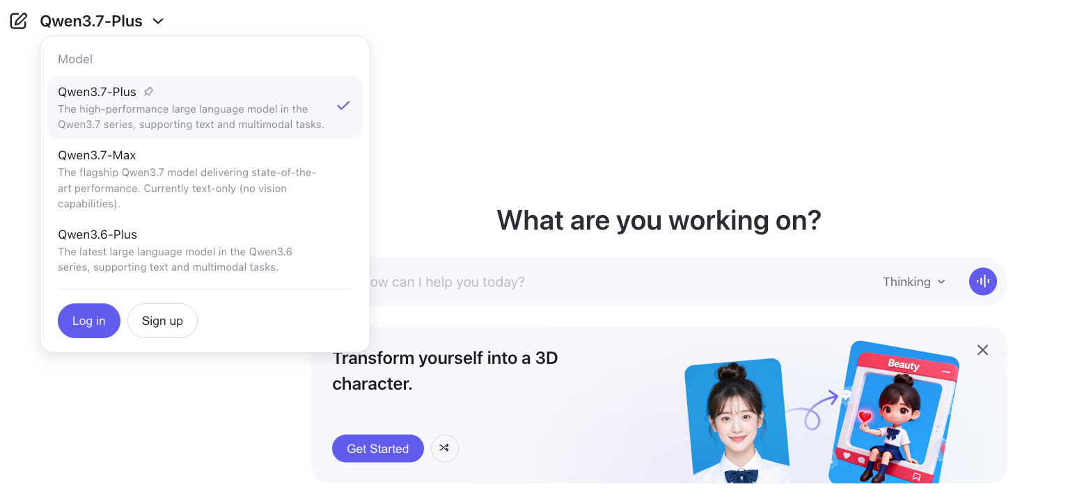 Qwen.ai UI
